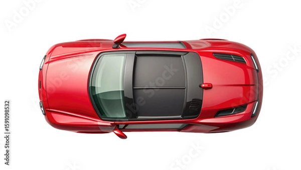 Fototapeta Top View of Car Isolated on Transparent Background