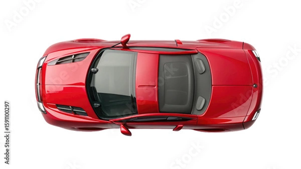 Fototapeta Top View of Car Isolated on Transparent Background