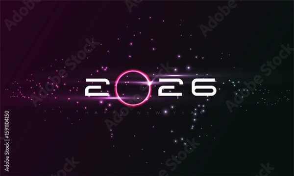 Fototapeta collection of 2026 happy new year concept design with space theme , isolated in dark mode, template design for card, calendar, cover, poster, background, banner, etc