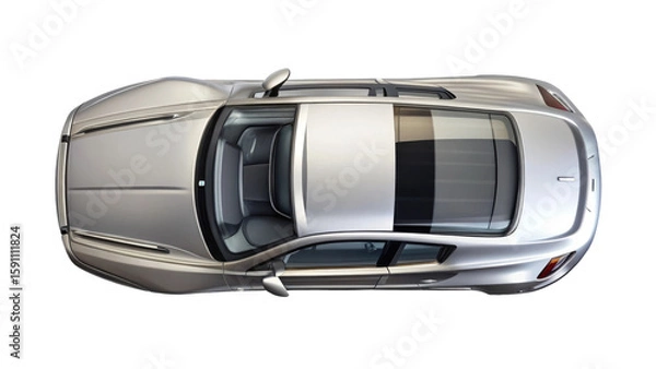 Fototapeta Top View of Car Isolated on Transparent Background