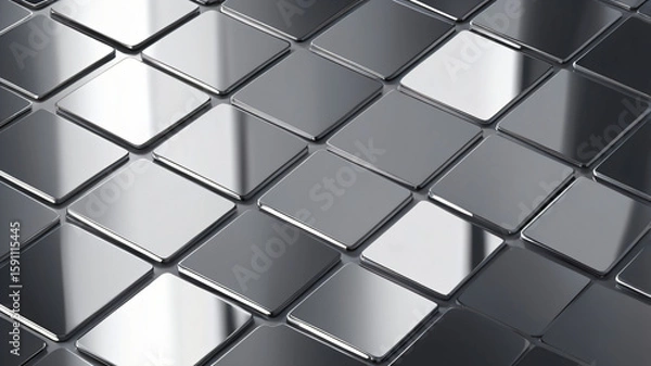 Obraz Sleek Reflective Metallic Square Tile Pattern