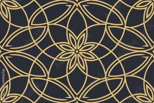 Obraz Geometric gold pattern on dark background seamless