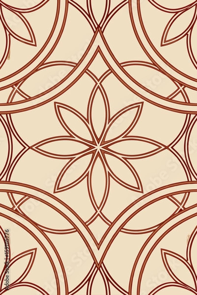Obraz Geometric floral pattern with interlocking curves vector