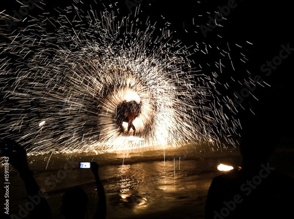 Obraz Fire Circle - Fire Mace Dance