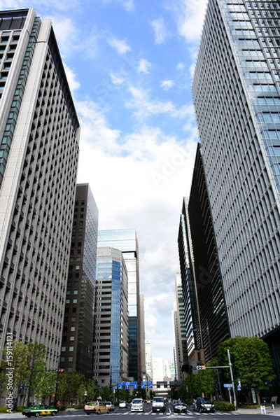 Obraz 日本の東京都市光景（大手町や丸の内のビル群）