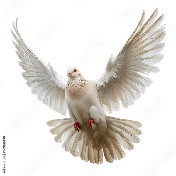 Fototapeta White Dove in Flight Isolated on transparent Background