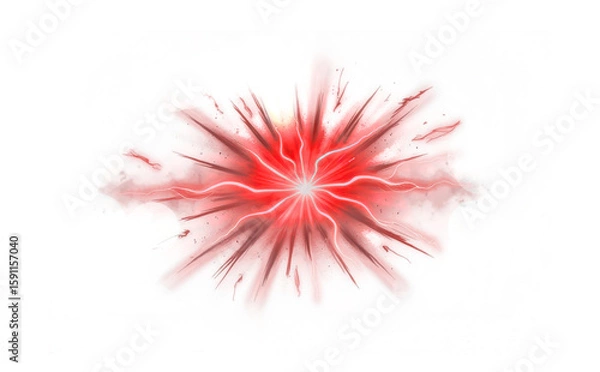 Fototapeta Red Energy Explosion Effect on Transparent Background