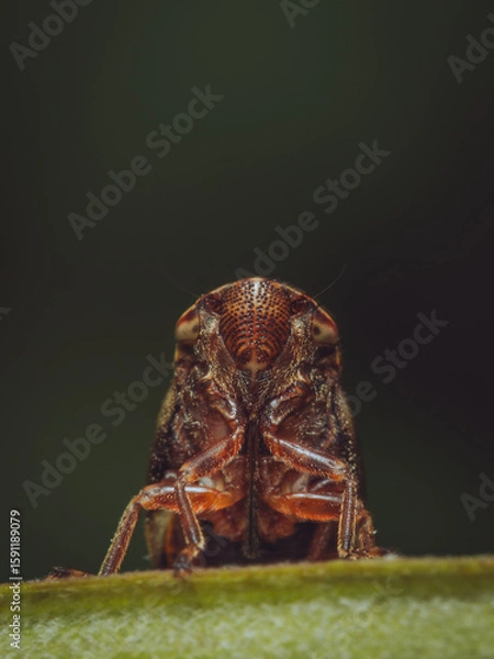 Fototapeta A front facing portrait of a common froghopper in the UK