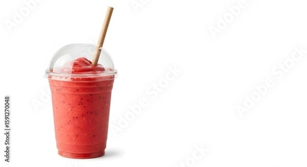 Obraz Red smoothie in plastic cup