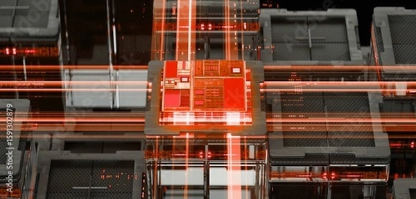 Fototapeta 3d rendering of  AI cpu gpu chip