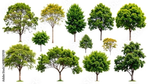 Fototapeta set of trees isolated on white