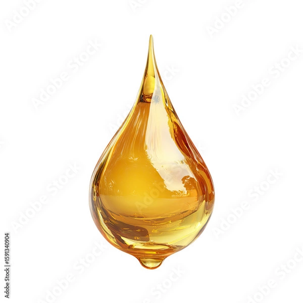 Fototapeta Single Golden Honey Drop on Transparent Background

