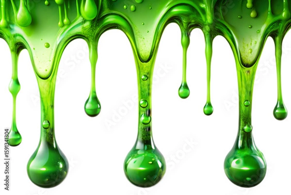 Fototapeta Green Slime Dripping on Transparent Background