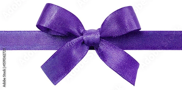 Fototapeta A close up shot of a purple ribbon tied in a bow against a Transparent Background