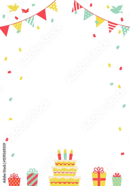 Obraz バースデーカード_誕生日パーティー背景（タテ） 