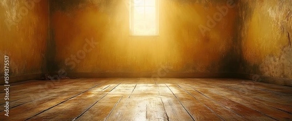Fototapeta Empty room with sunlit window