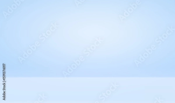 Obraz Clean empty studio bg with limbo effect - pastel blue gradient background for professional photography. Minimal backdrop transitioning from bright center to soft edges for product presentations.