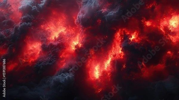 Fototapeta Fiery, turbulent clouds