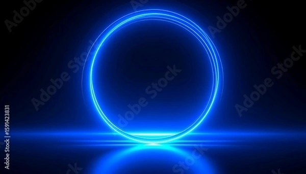 Obraz Circular neon glow, dark background