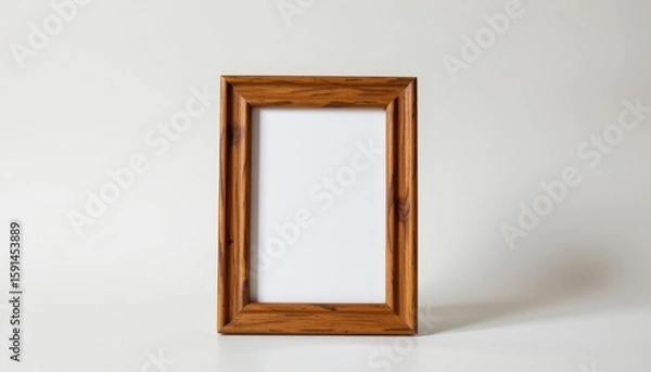 Fototapeta a high resolution, ultra sharp isolated photo frame handcrafted from mango wood, placed on a pure white background with no shadow or minimal soft shadows only