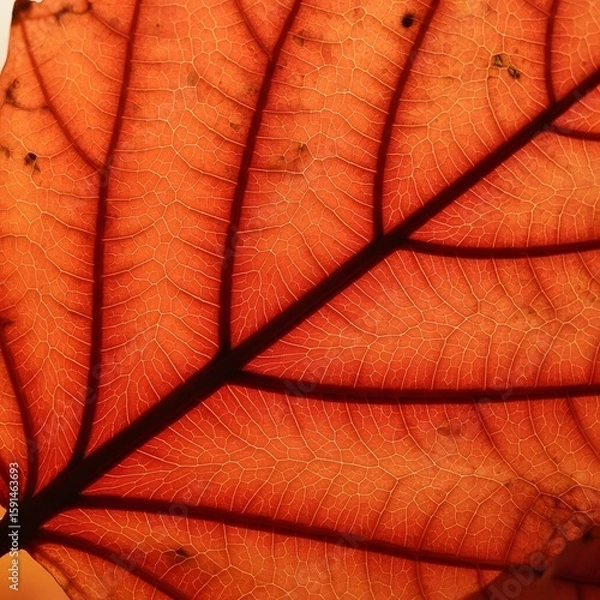 Fototapeta Vibrant Detail An Up-Close View of a Copper-Hued Autumn Leaf Revealing its Veins and Texture