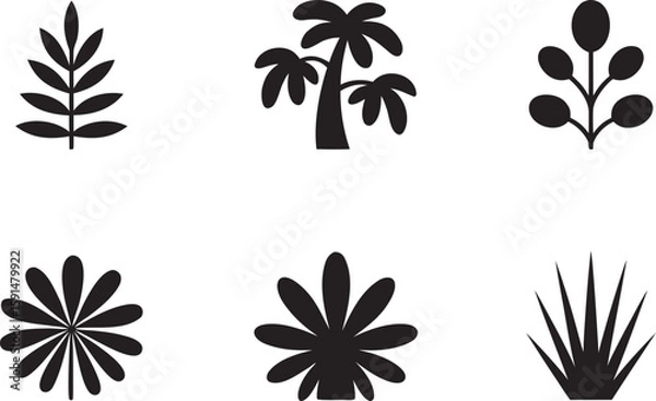 Fototapeta Bundle of Six Realistic Black Filled Vector Silhouettes of Coffee Cups beverage