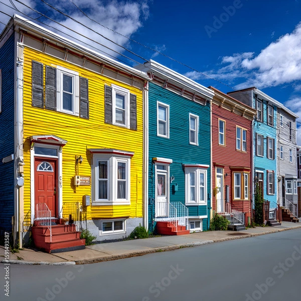 Fototapeta Colorful houses representing local architecture in st. John's, newfoundland, canada