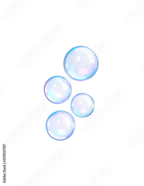 Fototapeta Shiny blue circle, abstract colorful bubbles illustration, isolated on white background