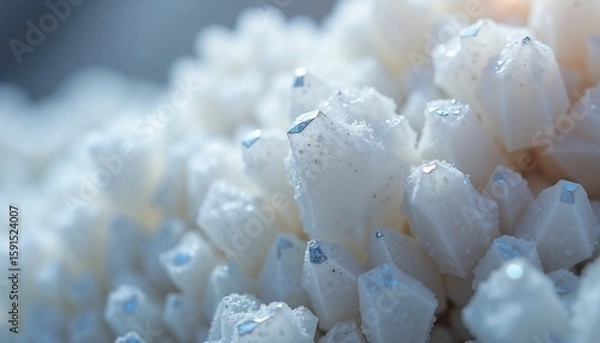 Fototapeta Close-up of sparkling white crystals with brilliant facets and intricate textures