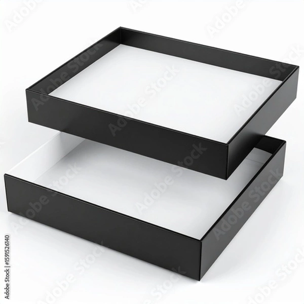 Fototapeta Generated image Office black or white paper tray with shadow-free white background