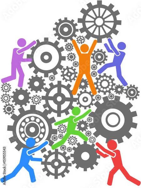 Obraz people teamwork gears background