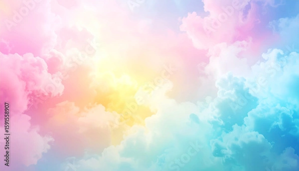 Fototapeta 파스텔 하늘 구름 몽환 추상 배경