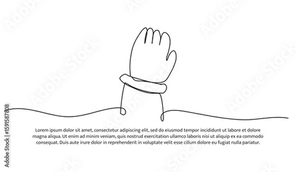 Obraz One line of baby's hands. Abstract minimal continuous line.