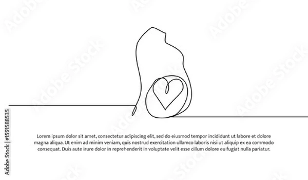 Obraz One line of pregnant. Abstract minimal continuous line.