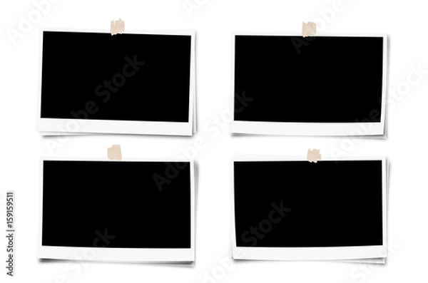 Fototapeta Set of photo frame with tape, isolated on white backgrounds