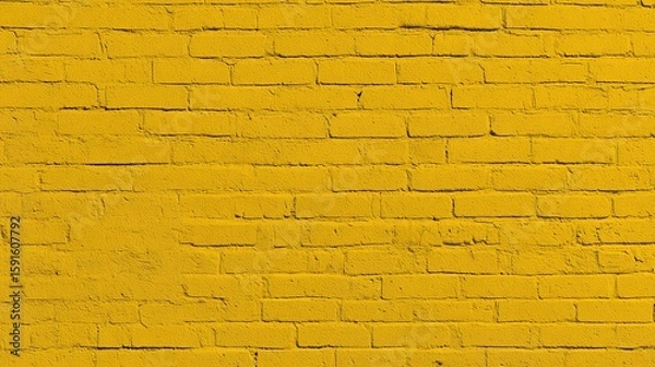 Fototapeta Ultra-realistic wide-angle flat lay photo of a yellow brick wall texture background