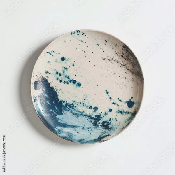 Fototapeta Beautiful round plate beautifully decorated with a watercolor pattern