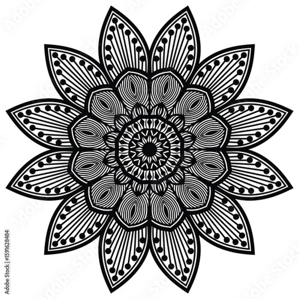 Fototapeta Floral henna or mehndi style mandala design. Traditional and Cultural Beautiful Mandala Pattern Design. 