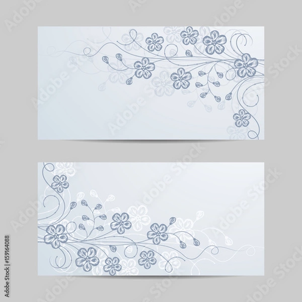 Fototapeta Set of horizontal banners with flowers