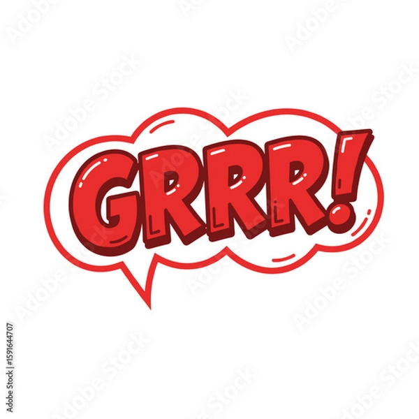 Obraz Red speech bubble with the word “GRRR!” as a comic book explosion. Speech bubble features bold lettering and dynamic design to convey aggression.