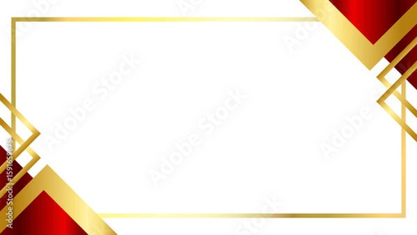 Obraz Modern Gold Frame with Abstract Red and Gold Corners Background