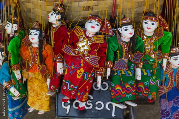 Obraz Puppets, souvenir shop, Bagan, Myanmar