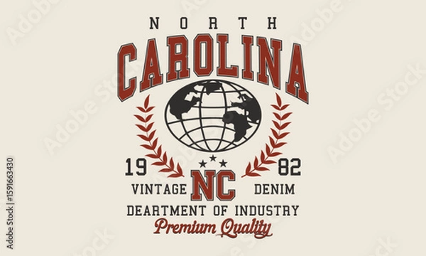 Obraz North Carolina Vintage Denim 1982 premium quality typography slogan with college varsity print for graphic tee t shirt or sweatshirt and other uses.
