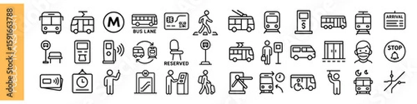 Fototapeta Public transport vector icon set, isolated on white background  