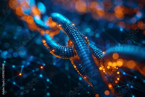 Obraz Digital blockchain network abstract background  