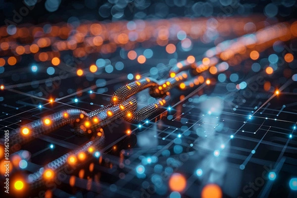 Obraz Digital blockchain network abstract background  