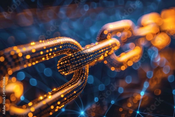 Obraz Digital blockchain network abstract background  