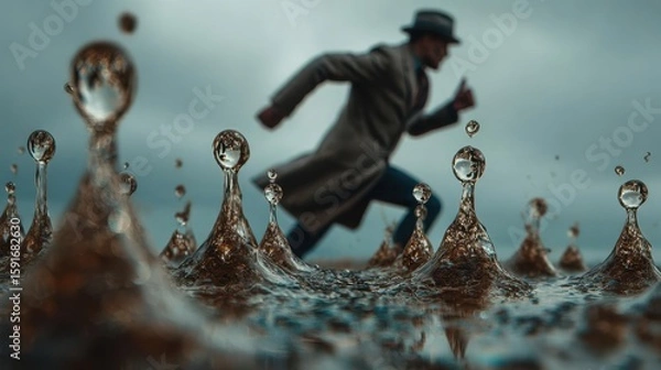 Fototapeta Dynamic Journey Through Raindrops