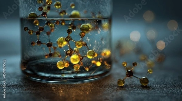 Fototapeta Molecular Structure in Glass Beaker
