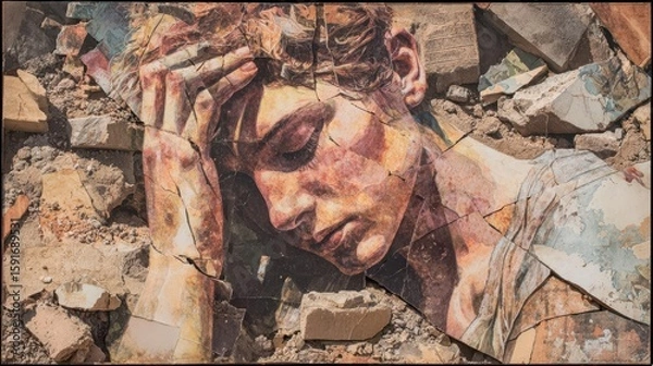 Fototapeta "Mosaic of Emotion in Decay"